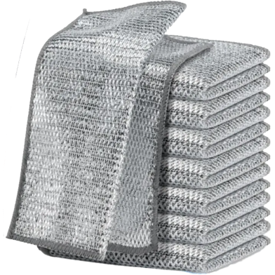 Magic Dishcloth Silver Wire Cleaning Kitchen Cloth with Sponge 10 Pcs image