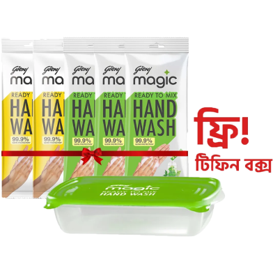 Magic Ready To Mix Handwash Pack of 5 (9gm x 5) Bye 1 Get 1 Pcs Tiffin Box Free image