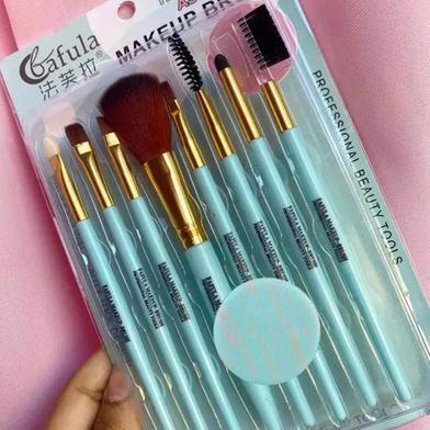 Makeup Brush Kit - 9 Pieces With Puff- (Any Color) image