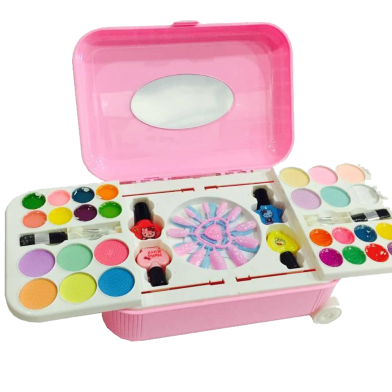 Makeup and Nail Art Toy Set for Girls Hello Kitty and Frozen Toy Trolley System Real Makeup Safe and Non toxic -117764686 image