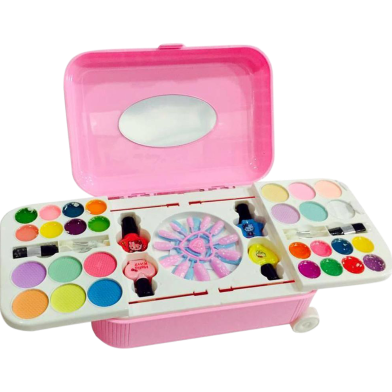 Makeup and Nail Art Toy Set for Girls Hello Kitty and Frozen Toy Trolley System Real Makeup Safe and Non toxic-pink -117776683 image