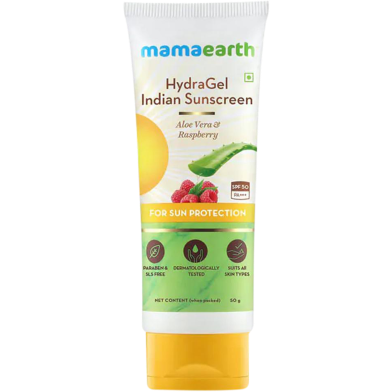 Mamaearth Hydragel Indian Sunscreen With Aloe Vera And Raspberry For Sun Protection -233155917 image