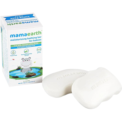 Mamaearth Moisturizing Bathing Bar For Babies With Goat Milk And Oatmeal And Shea Butter Soap Each 75gm-2Pcs image