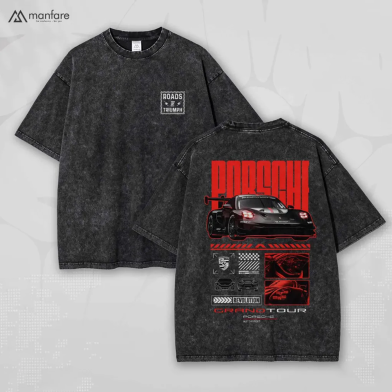 Manfare Acid Wash Most Trendy Drop Shoulder T Shirt image