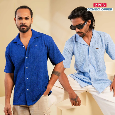 Manfare Premium Cuban Collar Half Shirt for Men 2 Pcs Combo image