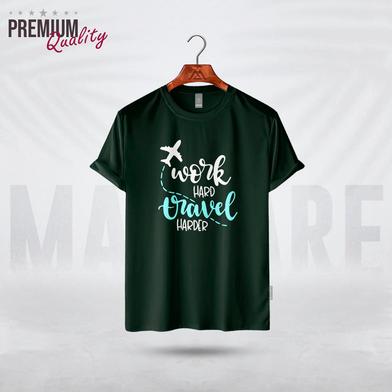 Manfare Premium Graphics T Shirt Bottle Green Color For Men image