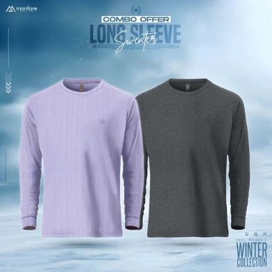 Manfare Premium Rib Fabrics Crew Neck Sweater For Men Multicolor 2Pcs Combo Offer image