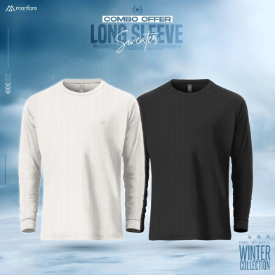 Manfare Premium Rib Fabrics Crew Neck Sweater For Men Multicolor 2Pcs Combo Offer image