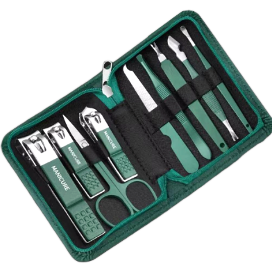 Manicure Set, 9 PCS Nail Clipper Kit Slant Edge Fingernail Toenail Clippers Nail Care Tools with Leather Travel Case Ideal Gift for Men and Women image