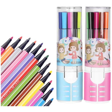 Marker pen Kids Drawing Toy Stationery Gel Ink Pen Water-color Pens Art 12 Color set image