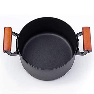 Masterchef Casserole With Lid Induction Pots Spaghetti Pot Steamer Pot Glass Lid Wooden Handle Aluminium Cooking Pot Non-Stick Coating Pan Set Suitable For All Hob Types 24 Cm image