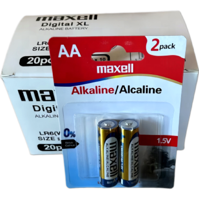 Maxell Alkaline AA Batteries: 1.5 Volt Power for Various Devices - Pack of 2 Non-Rechargeable Batteries image