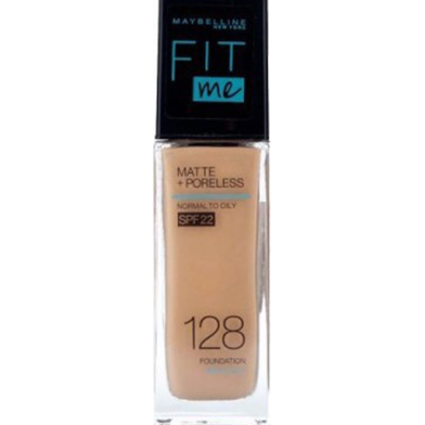 Maybelline Fit Me Matte Plus Poreless Foundation- SPF22 - Warm Nude Shade-128 - 30ml image
