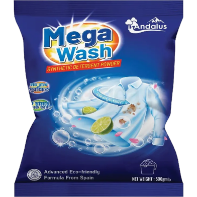Mega Wash Synthetic Detergent Powder 500 gm image