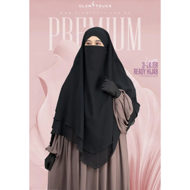 Meher 3 Layer Ready Hijab | Black image