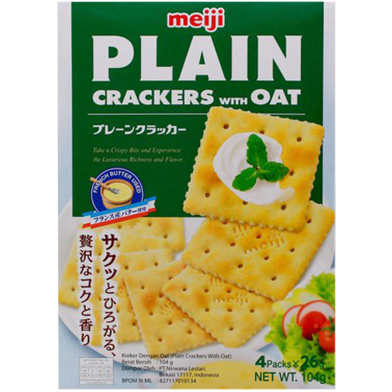 Meiji Plain Crakers With Oat - 104 gm image