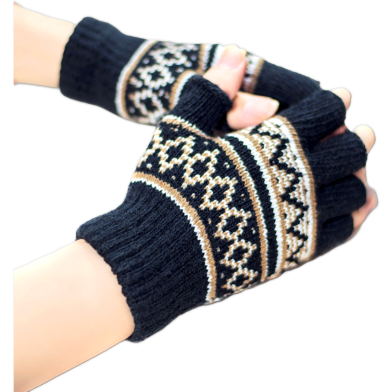 Men’S Fingerless Winter Gloves Warm Knitted Half Gloves image