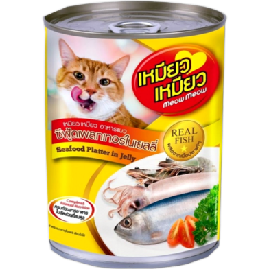 Meow Meow Cat Can Food - Seafood Platter In Jelly 400g | Cat Wet Food image