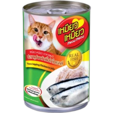 Meow Meow Cat Can Food - Tuna Topping Chicken In Jelly 400g | Cat Wet Food image