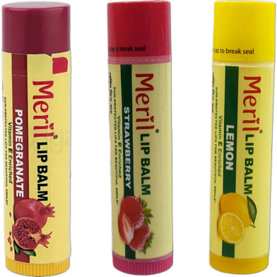 Meril Lip Balm Lemon Strawberry Pomegranate 4.8gm image