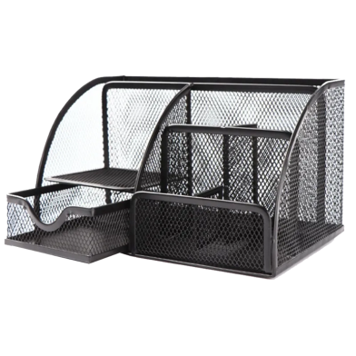 Mesh Desk Organizer Pen Holder 6 Compartments-1 Pcs image
