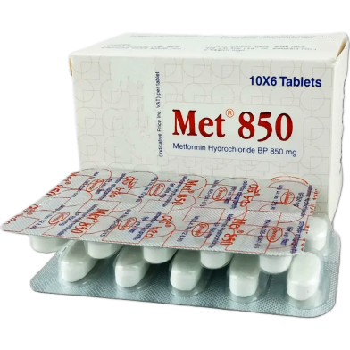 Met 850 mg Tablet 10's Strip image