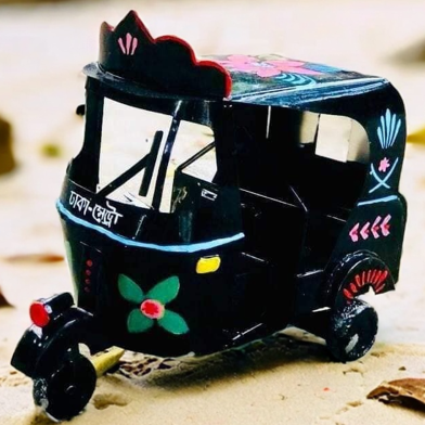 Metal Hand Painted Black Baby Taxi Replica image