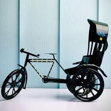 Metal Hand Painted Black Rickshaw Replica image