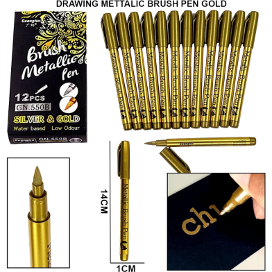 Metallic Brush Pen Gold Water Based Low Odour image