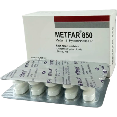 Metfar 850 mg Tablet 10's Strip image