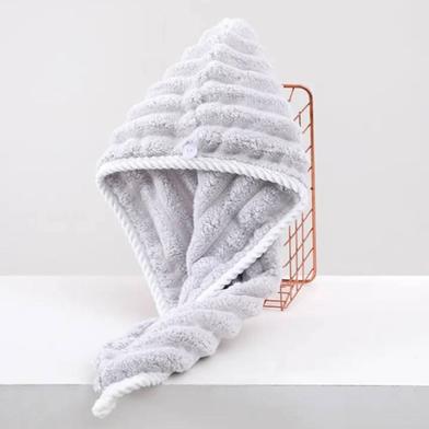 Microfiber Quick-dry Hair Towel Cap with Button Super Absorption Bath Hat Fast Drying Hair Drying Wrap Hat Towel for Women Slide 4