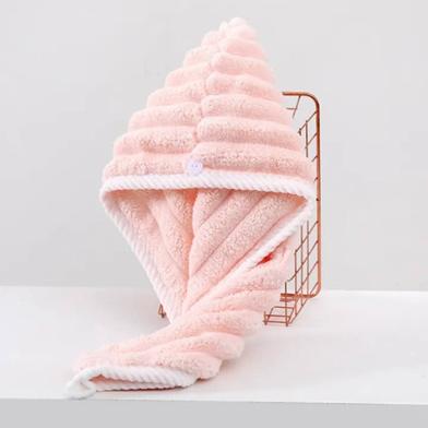Microfiber Quick-dry Hair Towel Cap with Button Super Absorption Bath Hat Fast Drying Hair Drying Wrap Hat Towel for Women Slide 3