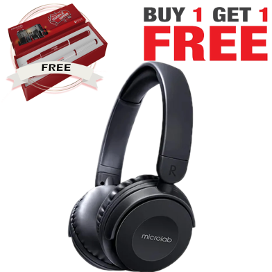 Microlab HB21 Bluetooth Headphone Black (Buy 1 Get 1 Couple Pen) FREE image