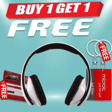 Microlab K360 3.5mm Stereo Headphone Black and white (Buy 1 Get 1 Couple Pen / Couple Key Ring) FREE image