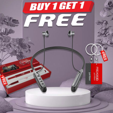 Microlab Neckband-12 Bluetooth Earphone (Buy 1 Get 1 Couple Pen / Couple Key Ring) FREE image