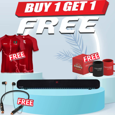 Microlab ONEBAR04 Stylish 7-Colour Stereo Bluetooth Soundbar (Buy 1 Get 1 Couple Mug / Couple Jersey/ Neckband 10) FREE image
