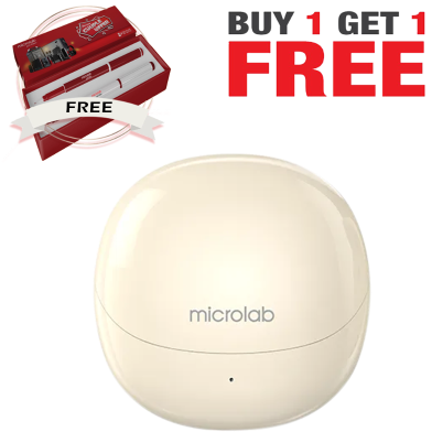 Microlab Wisepods 20 TWS Bluetooth Earbuds Cream Color (Buy 1 Get 1 Couple Pen) FREE image