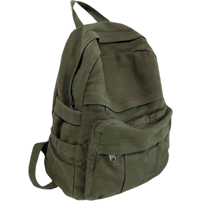 Military Green Canvas Backpack for Women and Men Retro Aesthetic Rucksack Basic Backpack for High School/College Students Travel Laptop Bag image