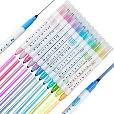 Milkliner Highlighter Pens Double headed, 12 shades image