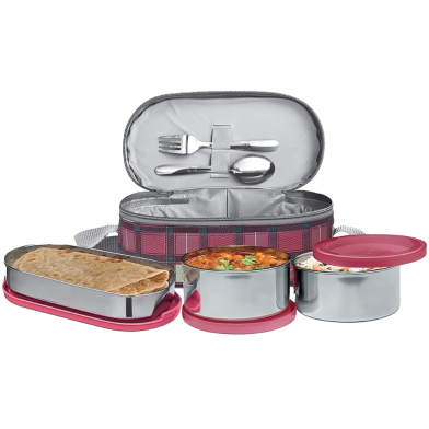 Milton Corporate Lunch 3 Stainless Steel Lunch Box - Pink Bag image