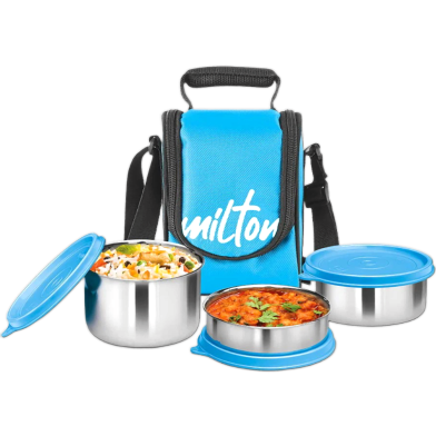 Milton Tasty Lunch Box Insulated Fabric Jacket 4 Stainless Steel Containers Leak Proof image