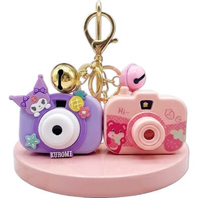 Mini Cute Stylish Camera Design Keychain with Tiny Decorative Bell and Durable Key Ring, Multicolor Accessory image