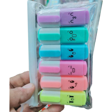 Mini Highlighter Pack 6 Pcs For School And Office image