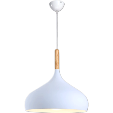 Minimalist Pendant Light Aluminum And Wood Chandelier Adjustable Hanging Lamp For Living Room Bedroom Restaurant Cafe Office Led Light Fixture 24inch White No Bulb image