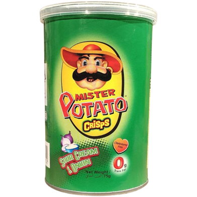 Mister Potato Crisps Sour Cream and Onion 75gm Can image