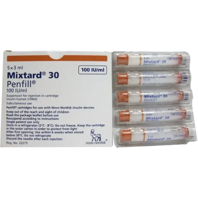 Mixtard 30 Penfill 100IU/ml Penfill 3 ml Penfill image