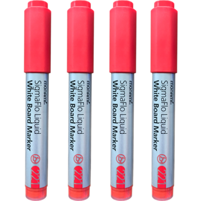 Monami SigmaFlo Liquid White Board Marker 4 Pcs -Red image