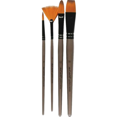 Mont Marte Gallery Series Acrylic Flat Brush Set Black/Grey 4 Pcs image