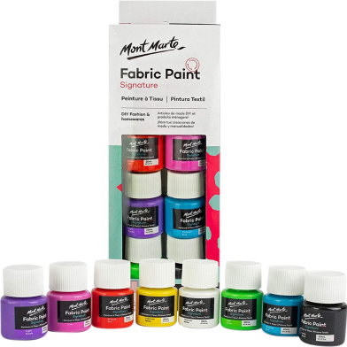 Mont Marte 8 Fabric Color Box, 20ml Paint Set for Fabric Painting and Design image