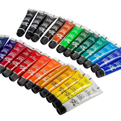 Mont Marte Acrylic Paint Set 24 Colours 12ml Perfect For Canvas Wood, Fabric, Leather, Cardboard Paper MDF and Crafts image